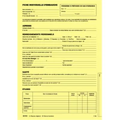 Fiche individuelle d'embauche
