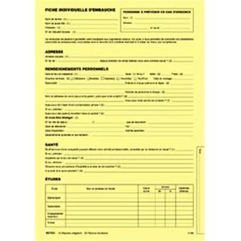 Fiche individuelle d'embauche