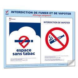 interdiction fumer 1er juillet cigarette électronique Lot Adhésifs : Interdiction de fumer / vapoter (x2) & Vente au mineurs de main image 0
