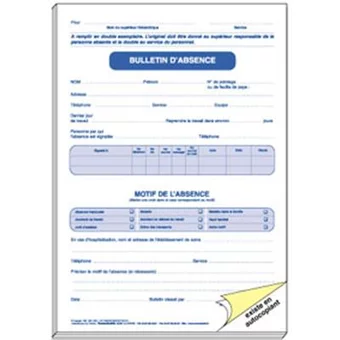 Bulletin d'absence dupli
