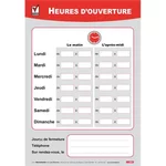 Panneau des heures d'ouverture