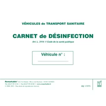 Transport sanitaire - carnet de désinfection