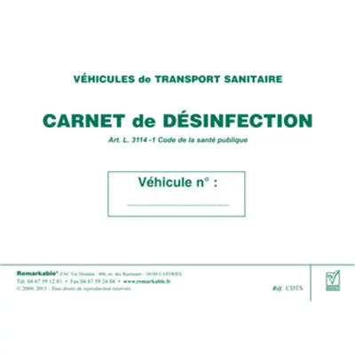Transport sanitaire - carnet de désinfection