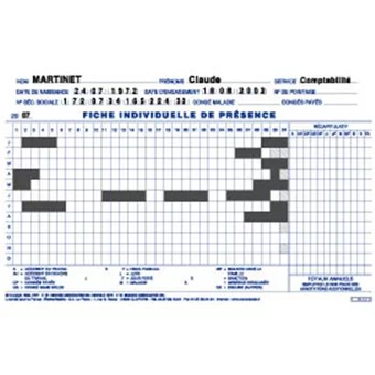 Fiche individuelle de présence