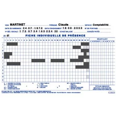 Fiche individuelle de présence