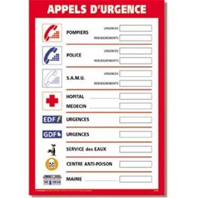 Affichage obligatoire appels d'urgence
