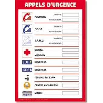 Affichage obligatoire appels d'urgence