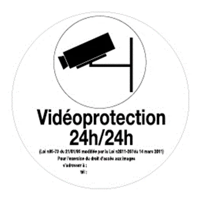 Adhésif vidéoprotection 24h/24h