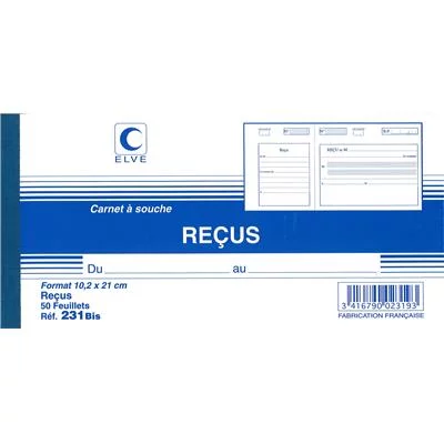 Carnet reçu sans TVA