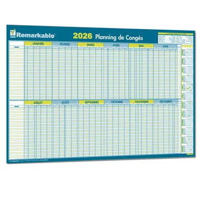 Planning mural des congés 1 à 30 salariés année civile 2026