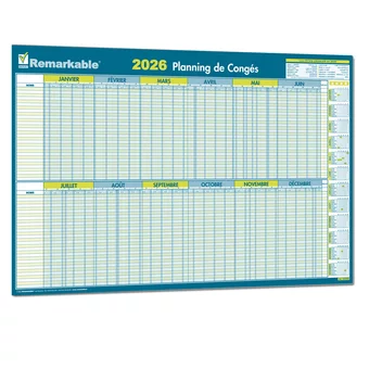 Planning mural des congés 1 à 30 salariés année civile 2026