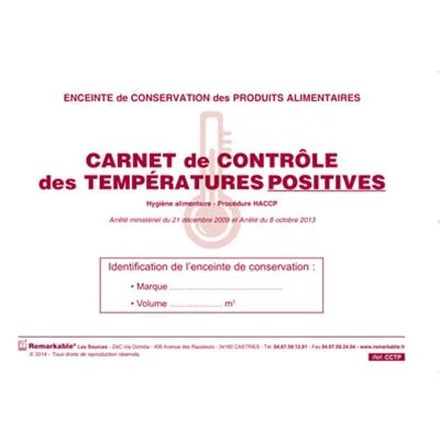 Carnet contrôle températures positives