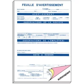 Feuille d'avertissement dupli