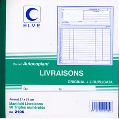 Carnet de livraisons tripli
