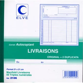 Carnet de livraisons tripli