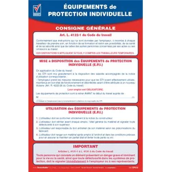 Affichage obligatoire équipements de protection individuelle