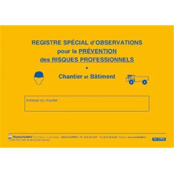 Registre de prévention des risques spécial BTP