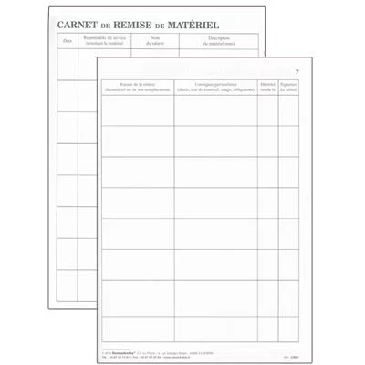 Carnet de remise de matériel