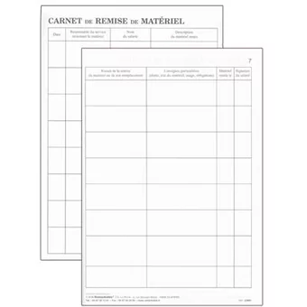 Carnet de remise de matériel