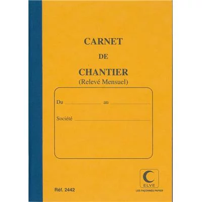 Carnet de chantier mensuel