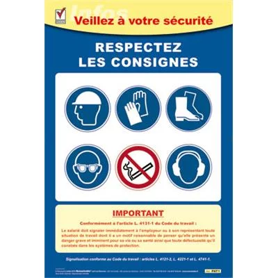 Affichage obligatoire consignes de sécurité individuelle