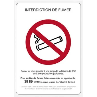 Adhésif interdiction de fumer