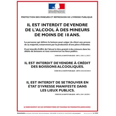 Vente à emporter boissons alcooliques A4