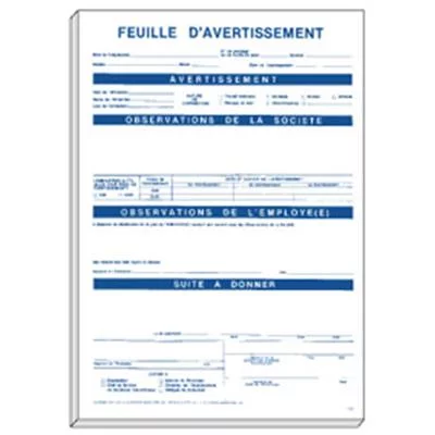 Feuille d'avertissement