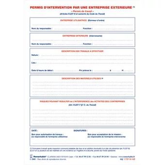 Permis d'intervention par entreprise extérieure