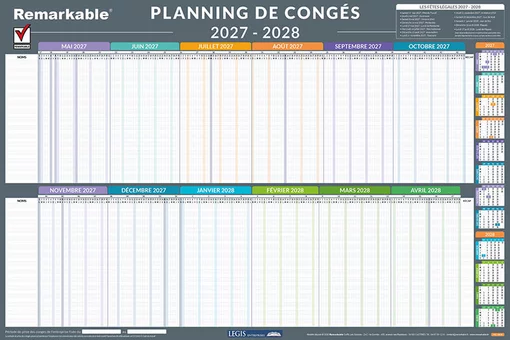 Planning des congés 2027-2028