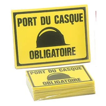 Panneau plastique port du casque obligatoire