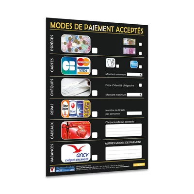 Modes de paiement acceptés