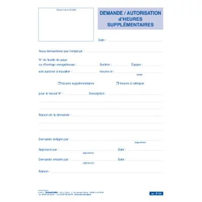 Demande d'autorisation d'heures supplémentaires