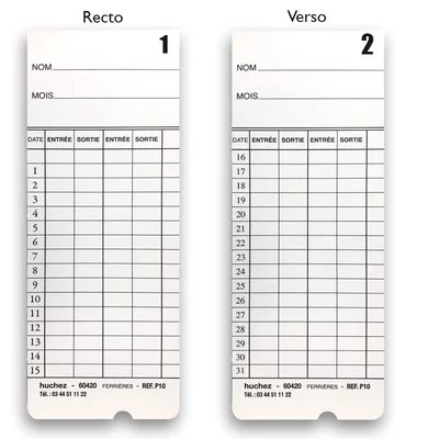 Paquet de 200 cartes de pointage