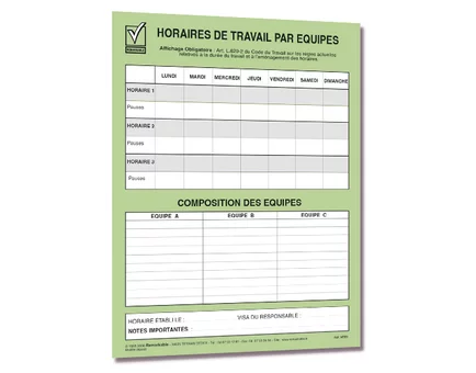 Affichage des horaires par équipe