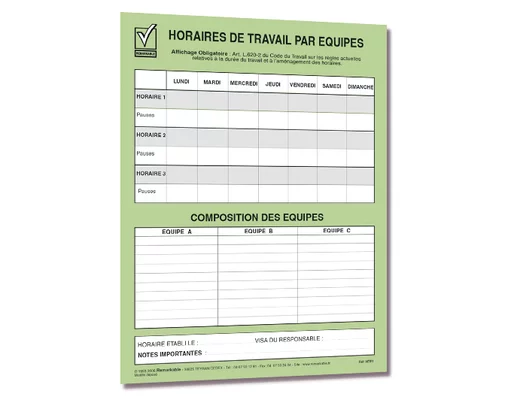 Affichage des horaires par équipe