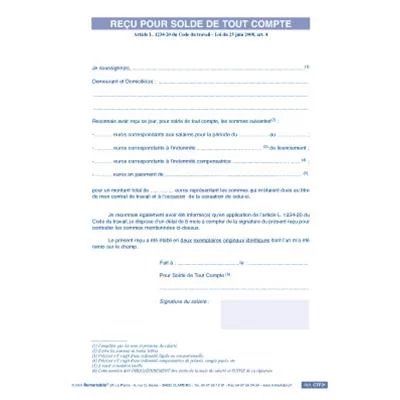 Reçu pour solde de tout compte