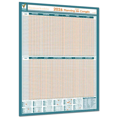 Planning mural des congés 1 à 60 salariés année civile 2026