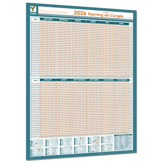 Planning mural des congés 1 à 60 salariés année civile 2026
