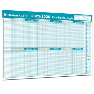 Planning mural des congés 1 à 30 salariés année légale 2025-2026