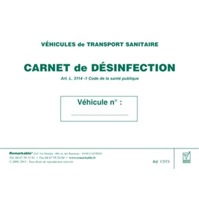 TRANSPORT SANITAIRE – CARNET DE DESINFECTION TRANSPORTS