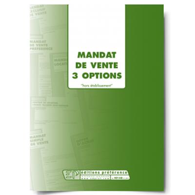 CARNET MANDAT DE VENTE 3 OPTIONS HORS ETABLISSEMENT AGENCES IMMOBILIERES