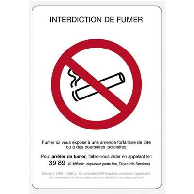 PANNEAU PVC INTERDICTION DE FUMER FUMER - VAPOTER