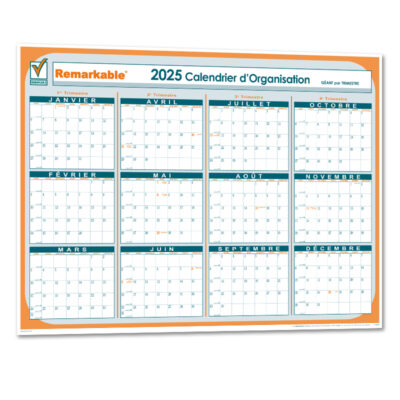 CALENDRIER GÉANT ANNUEL 2025 PAR TRIMESTRE PLANNINGS ANNUELS