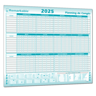 PLANNING MURAL DES CONGES 1 A 15 SALARIES ANNEE CIVILE 2025 CONGES ANNEE CIVILE