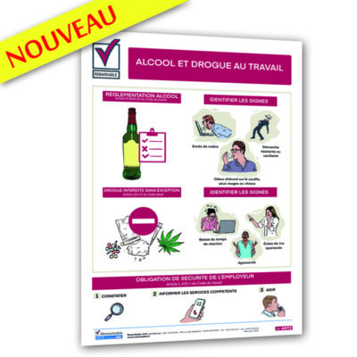 AFFICHE ALCOOL ET DROGUE AU TRAVAIL INFORMATIONS OBLIGATOIRES CODE DU TRAVAIL